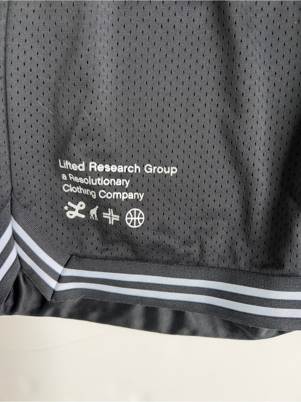 LRG Men’s Black Athletic Mesh Shorts with White Accents - Picture 3 of 5